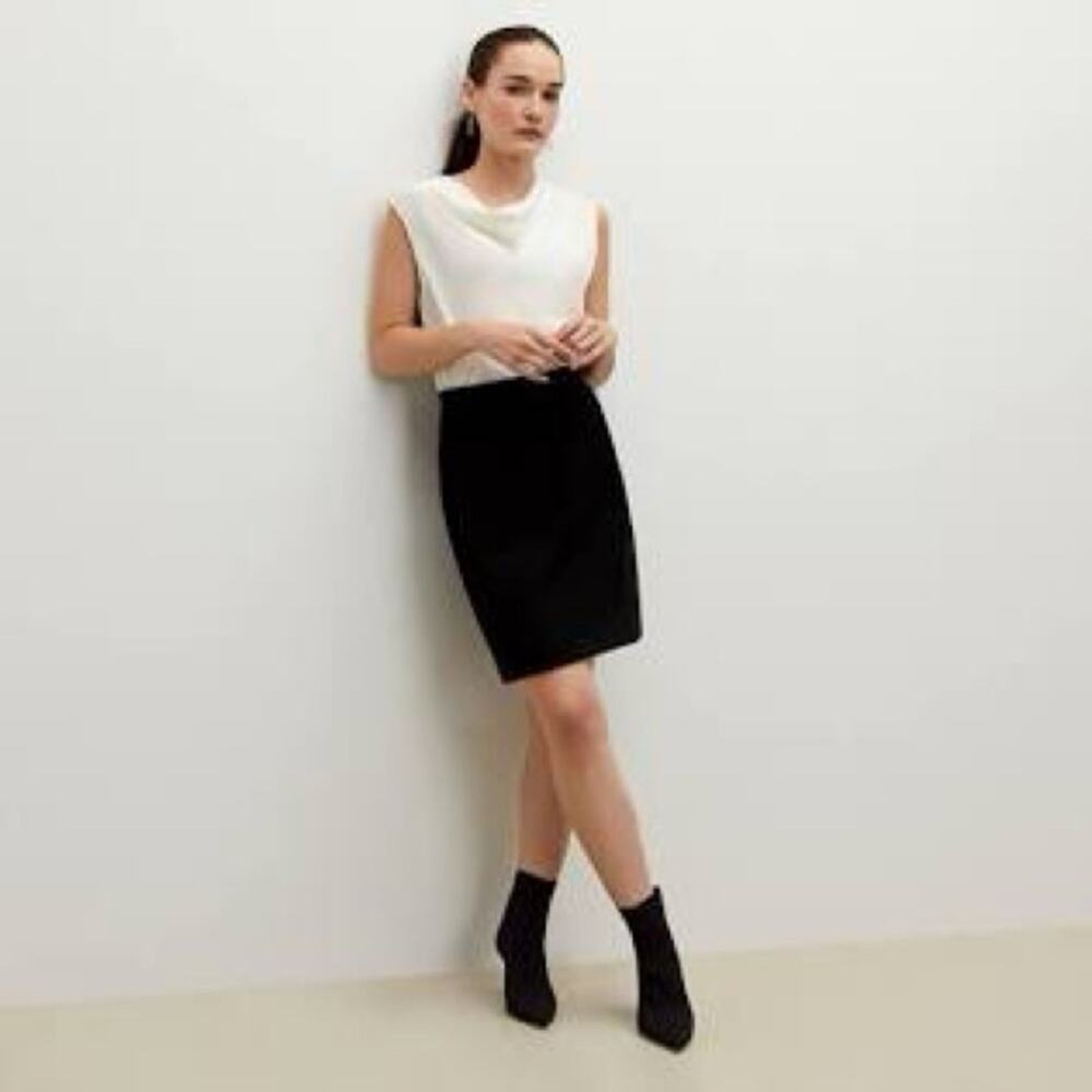 MM Lafleur The Crosby Skirt - Textured Ponte Charcoal Size 4 NWT